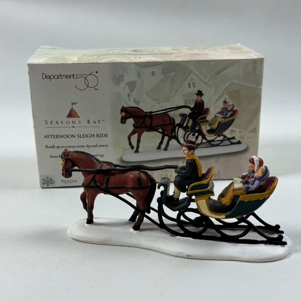 Department 56 Seasons Bay Afternoon Sleigh Ride Figurine 53322 Horse Sled 1998